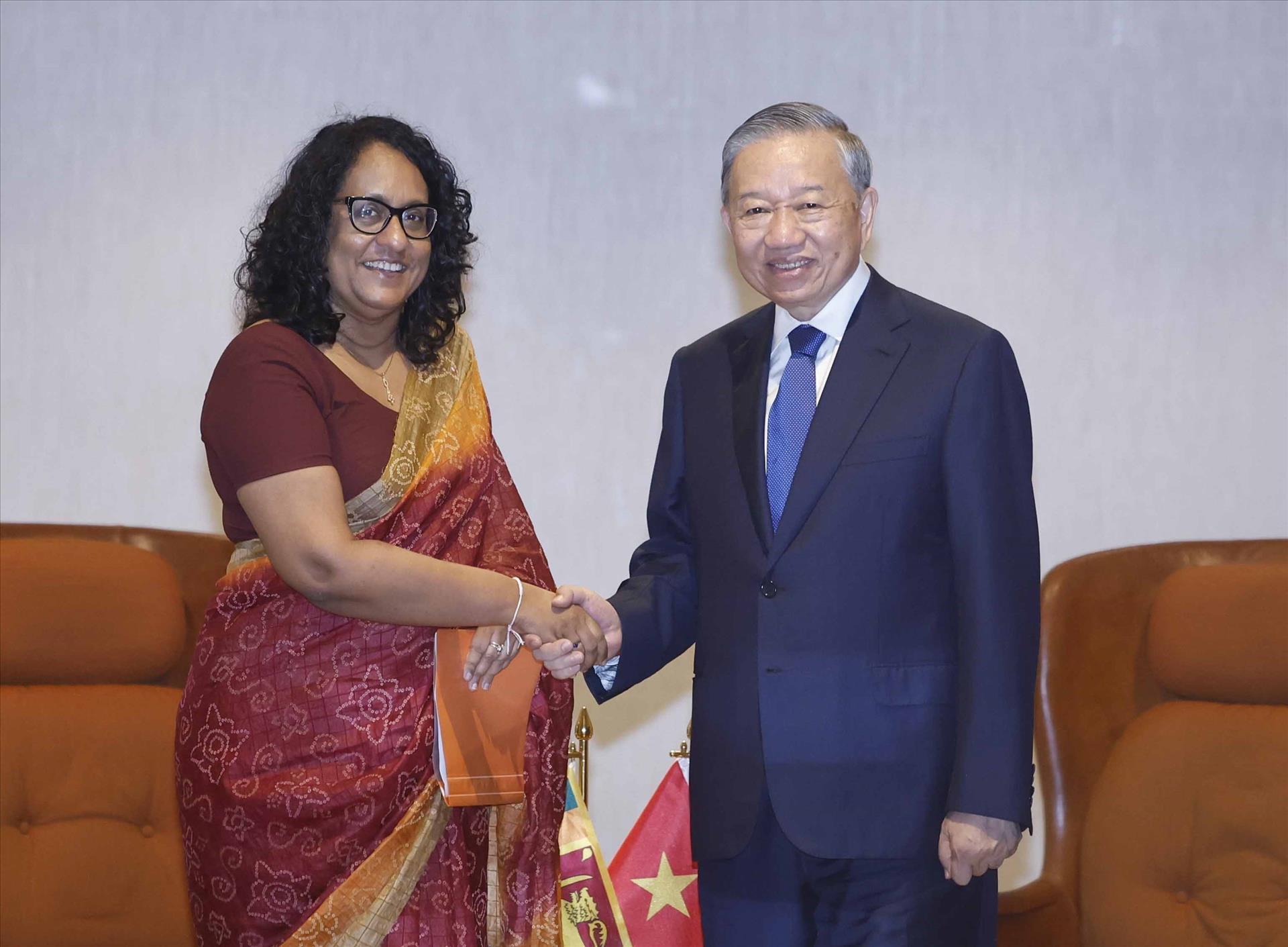 Le SG du Parti et président To Lam rencontre la Première ministre sri-lankaise Harini Amarasuriya