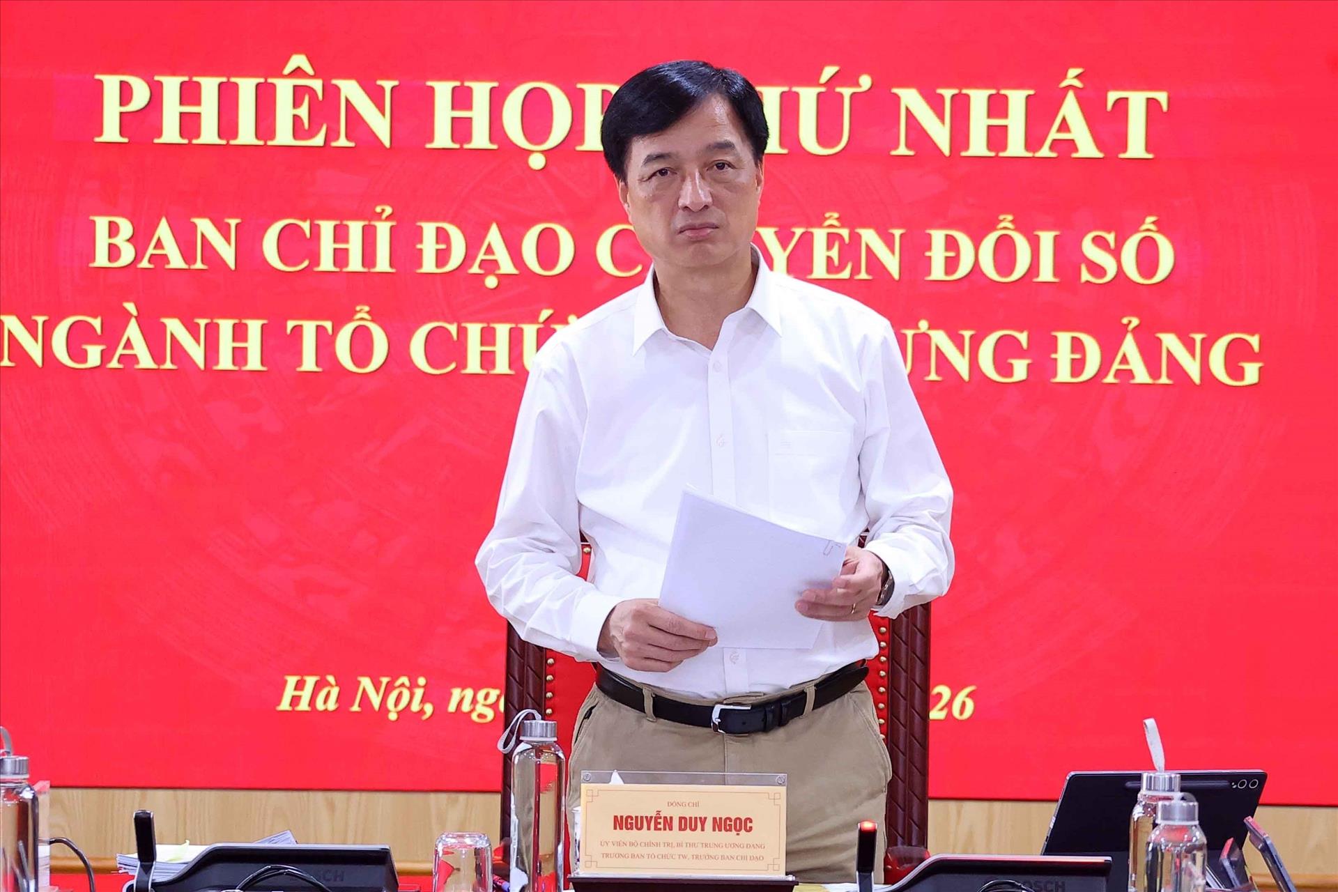Đồng chí Nguyễn Duy Ngọc chủ trì Phiên họp thứ nhất Ban Chỉ đạo chuyển đổi số ngành Tổ chức xây dựng Đảng