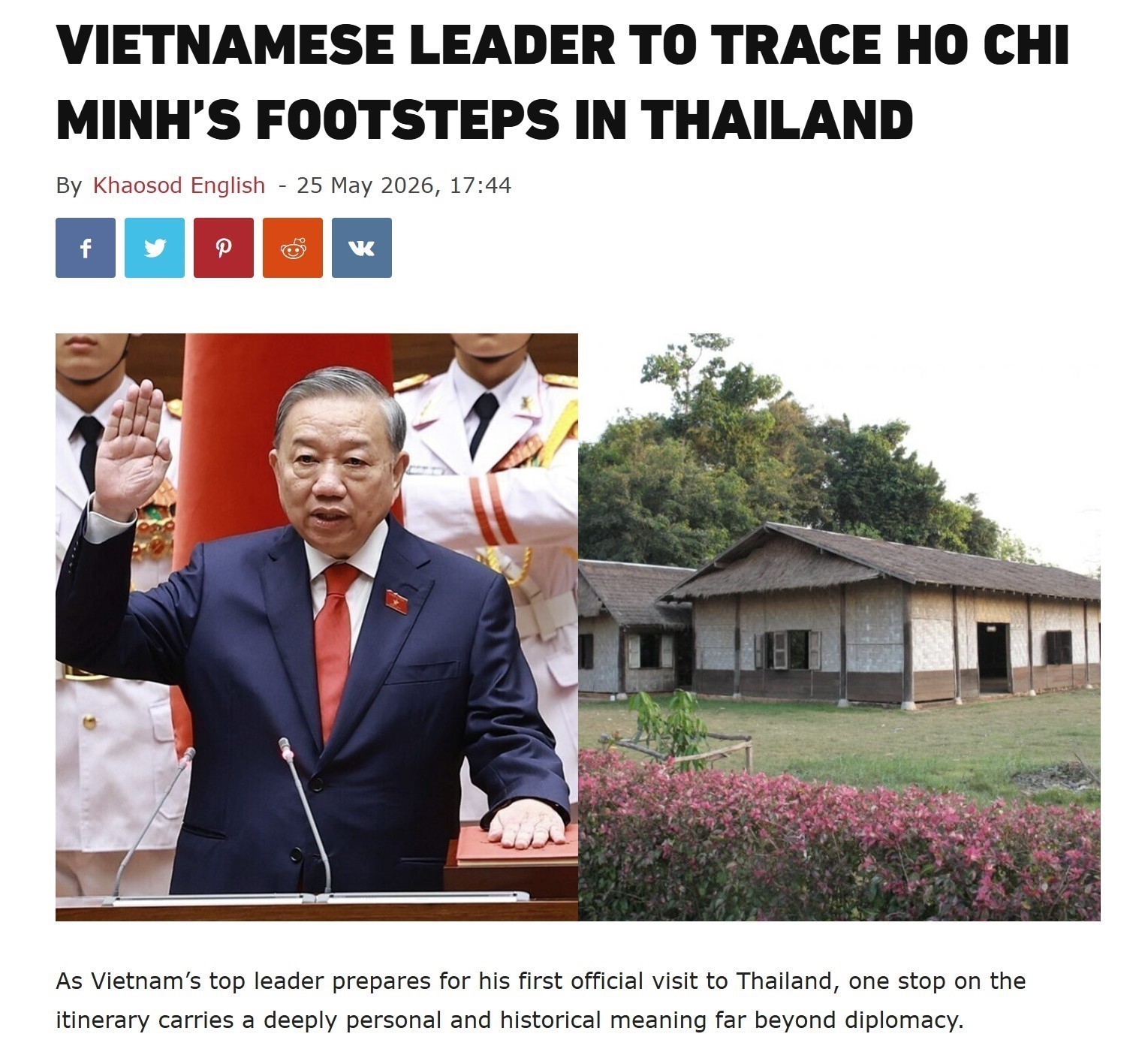 Chuyến thăm của Tổng Bí thư, Chủ tịch nước Tô Lâm tới Thái Lan tái khẳng định sự tin cậy chính trị giữa hai nước