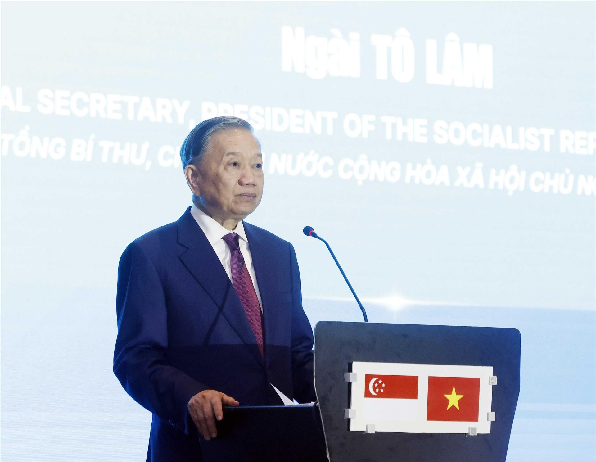 Tổng Bí thư, Chủ tịch nước Tô Lâm: Hợp tác công nghệ sẽ trở thành một trụ cột quan trọng trong quan hệ Việt Nam-Singapore