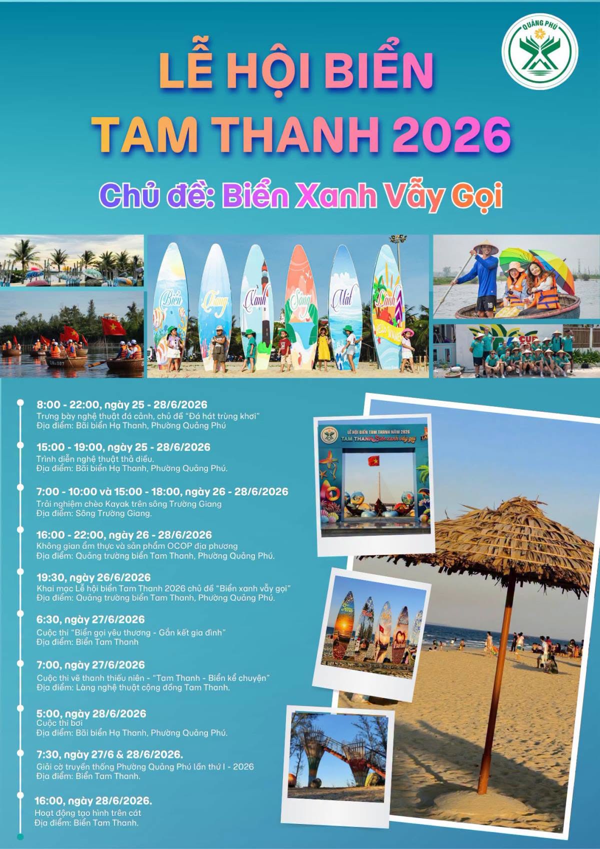 Sôi động Lễ hội biển Tam Thanh 2026 bên dòng Trường Giang.
