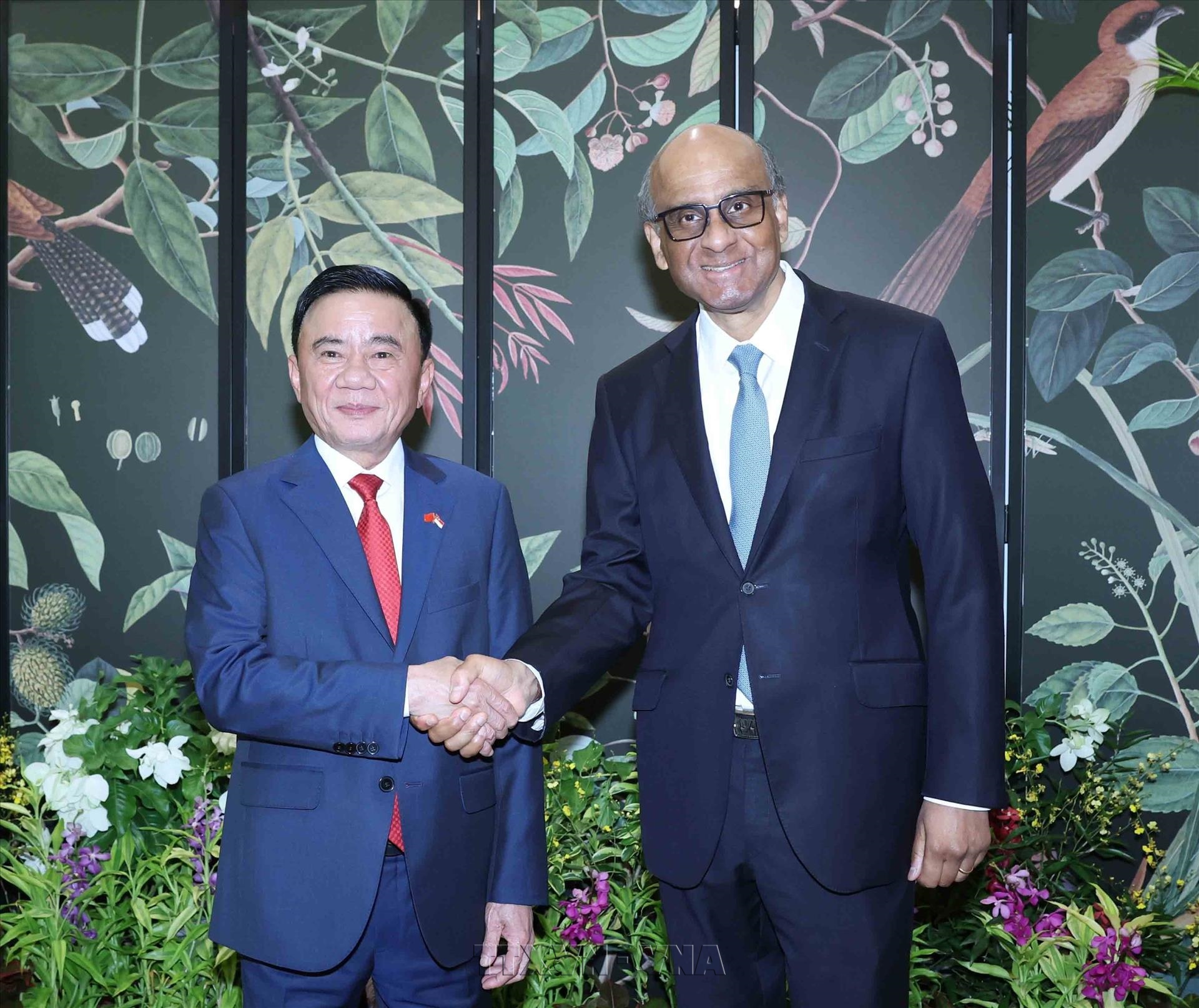 Ủy viên Bộ Chính trị, Thường trực Ban Bí thư Trần Cẩm Tú hội kiến Tổng thống Singapore Tharman Shanmugaratnam
