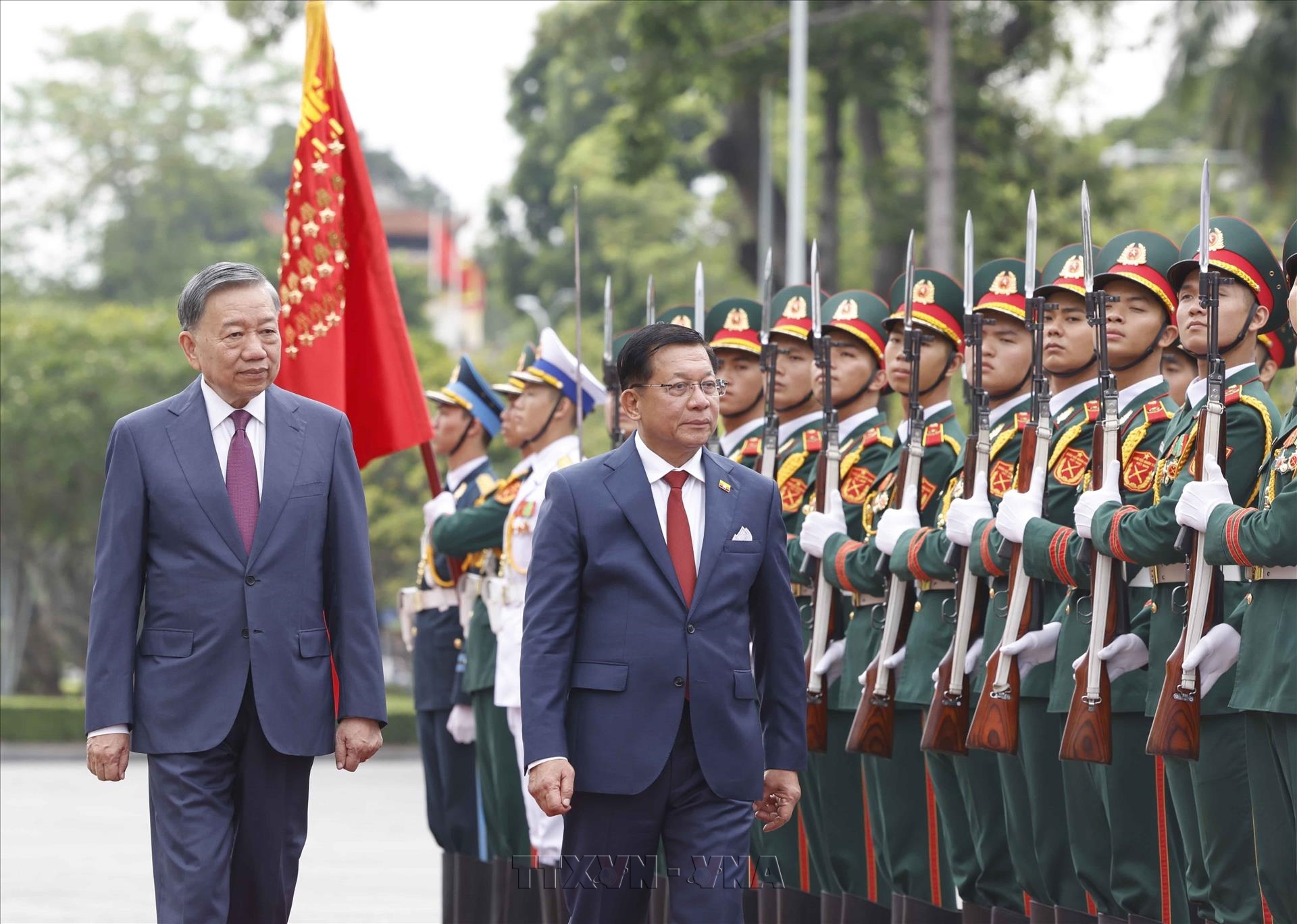 Líder vietnamita preside ceremonia de bienvenida oficial al presidente de Myanmar