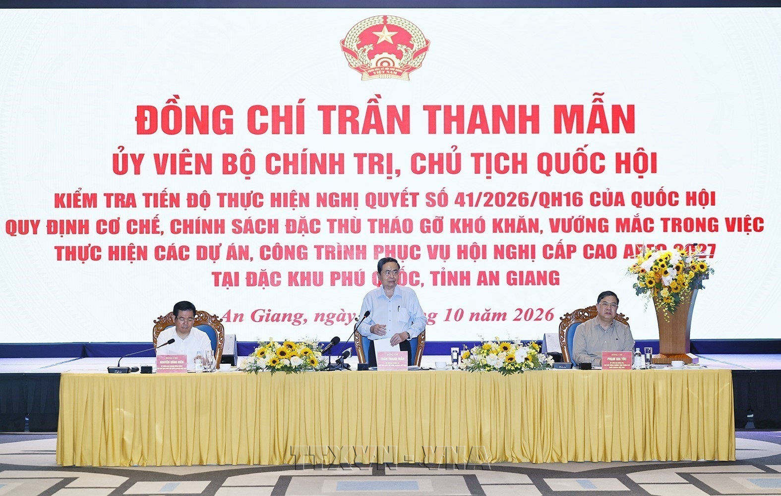 Chủ tịch Quốc hội Trần Thanh Mẫn nhấn mạnh tinh thần 3 không trong thực hiện dự án phục vụ APEC 2027