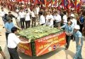 A 2-tonne square sticky rice cake – the offering presented to Hung Kings by people from Ho Chi Minh City at the ancestors’ anniversary celebration. Photo by Trong Duc