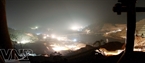 The construction site of Lai Chau Hydroelectric Power Plant is lit at night.