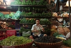 The area selling vegetables, fruits and bulbs at Long Bien market.