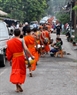 L’image des bonzes dans la rue est devenue une image symbolique dans la vieille ville de Luang Prabang.
