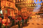 The procession of Buddhist relics includes the participation of a large number of Buddhist followers and locals.