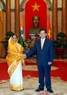 President Nguyen Minh Triet welcomes and holds talks with Indian President Pratibha Devisingh Patil in Hanoi on November 27, 2008. The Indian leader was on an official visit to Vietnam. Photo: Nhan Sang/VNA
