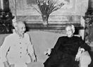 Chủ tịch Hồ Chí Minh tiếp Phó Tổng thống Ấn Độ Sarvepalli Radhakrishnan thăm Việt Nam (Hà Nội, 12/9/1957). Ảnh: TTXVN